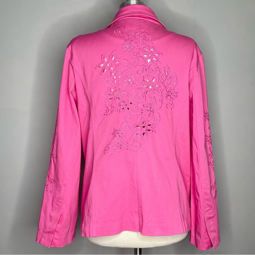 Susan Graver Style Eyelet Lace Cutout Blazer Jacket